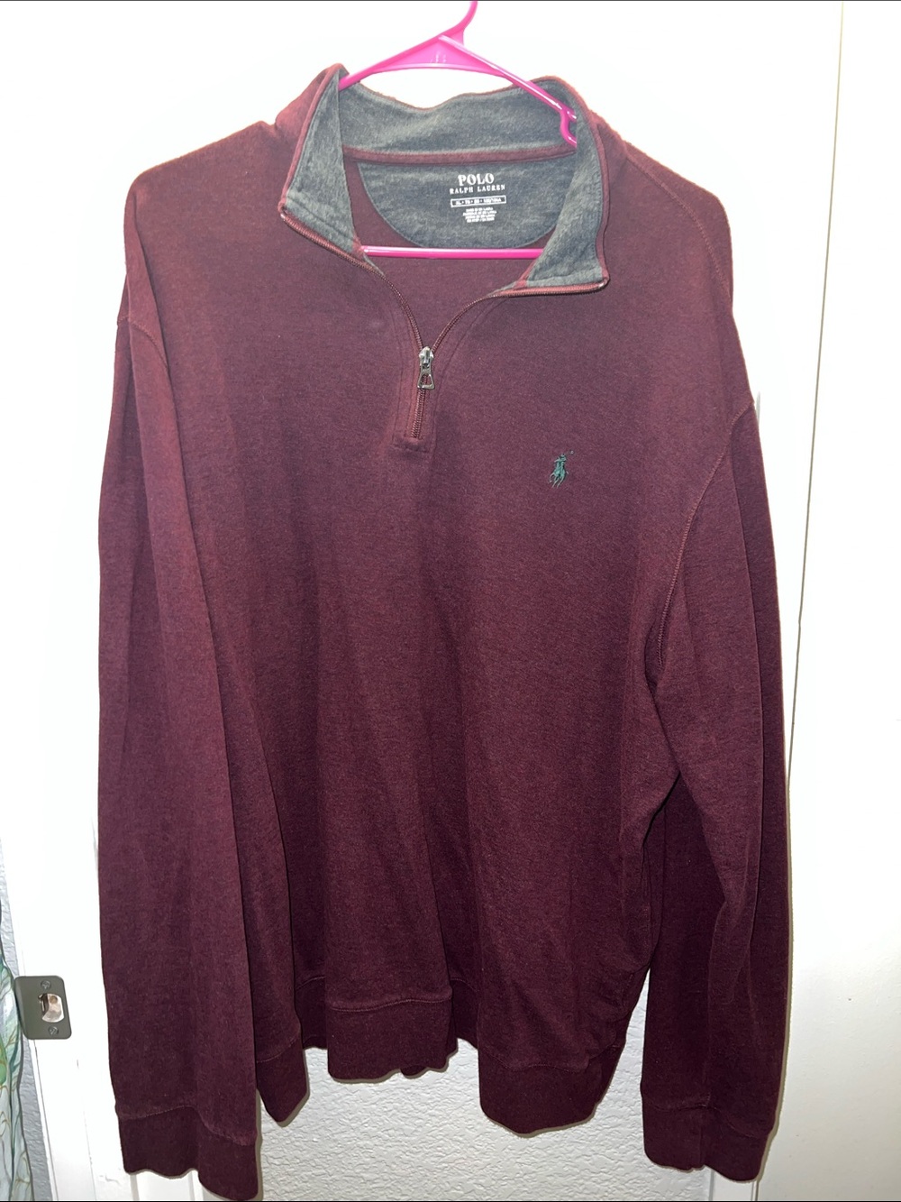 Polo by Ralph Lauren Burgundy and Gray Quarter-Zip Pullover